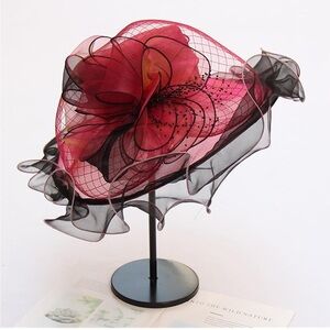 Organza oversized  beautiful Kentucky derby hat pink/black floral